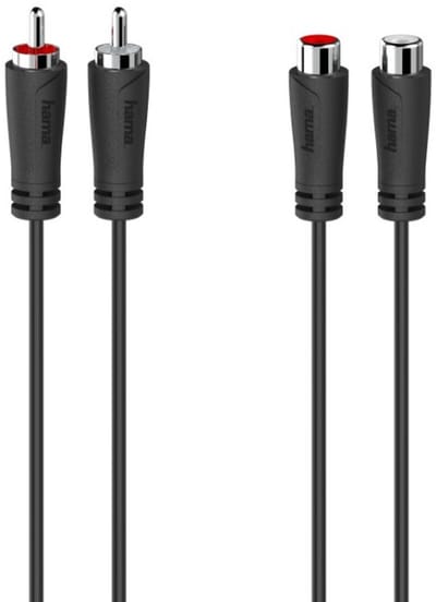 Hama Audio-verlengkabel 2 Cinch-stekkers - 2 Cinch-koppelingen 1,5 M