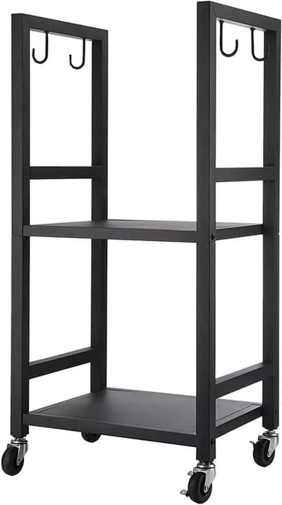 Houtstapel Trolley - Houtrek - Haardhout Opslag - Met Haken - 40x30x80cm - Zwart