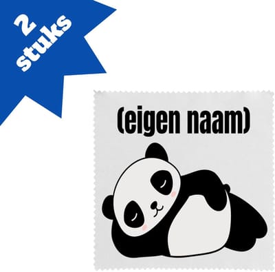 Akyol - liggende panda met eigen naam brillendoekjes - Panda - panda liefhebbers - iemand die houdt van panda's - verjaardag - cadeau - kado - 17,8 bij 17,8 cm - 2 stuks