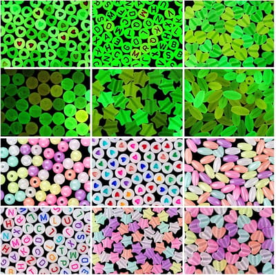 Famanu - Glow in the dark kralen 600 stuks – Lichtgevende acryl kralen in 6 stijlen – Voor sieraden en knutselen