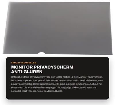 Dailygoods- Privacyscherm 14 Inch - Antireflectie - Micro-optische Blindtechnologie - Dubbelzijdig - Bescherming Ogen - Geschikt voor Openbare Plaatsen - Schermbeschermer
