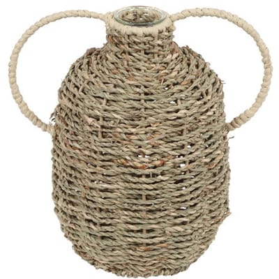 Countryfield Kruikvaasje Naturel 22 cm – Decoratief Vaasje met Glazen Buisje – Bloemenvaas voor Takjes en Droogbloemen