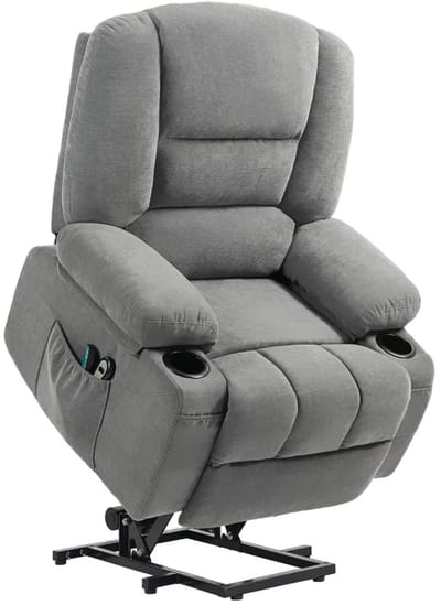 Elektrische Massagestoel - Massagefauteuil met Liftfunctie en Verwarming - 8 Vibratiekoppen - 8 Standen - Kantelbaar tot 135° - tot 150 kg - met Afstandsbediening - Relaxfauteuil - Seniorenstoel - TV Stoel - Relaxstoel - Donkergrijs
