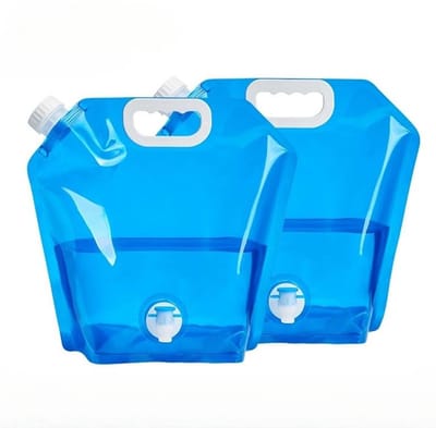 Opvouwbare wateremmer - Waterzak voor kamperen - 10 liter, 2 stuks - Met kraantje - Geschikt voor drinkwater - Met handvat - Herbruikbaar - Perfect voor kamperen, wandelen en picknicken in de buitenlucht.