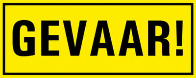 Gevaar! bord met tekst - kunststof 300 x 150 mm