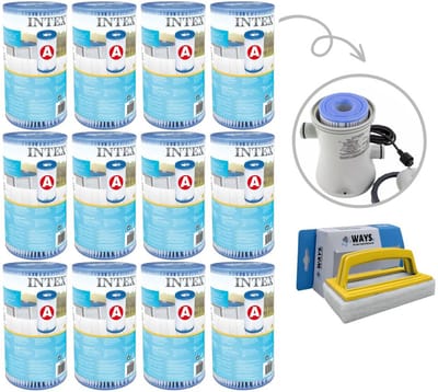 Intex - A filters - 12 stuks - Geschikt voor filterpomp 28604GS/28638GS/28636GS & WAYS scrubborstel