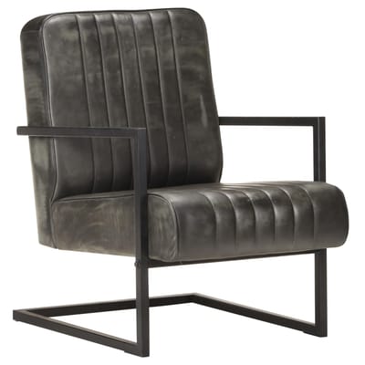 vidaXL - Fauteuil - echt - leer - verweerd - grijs
