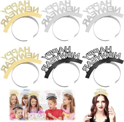 6-delige haarbandenset voor Oud en Nieuw, feestelijke tiara's en haaraccessoires, perfect voor party's en fotoshoots