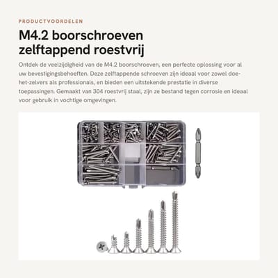 Dailygoods- Boorschroeven 126 Stuks - Zelftappend - Roestvrij Staal - Phillips Platte Kop - Diep Schroefdraad - Corrosiebestendig - Schroefset