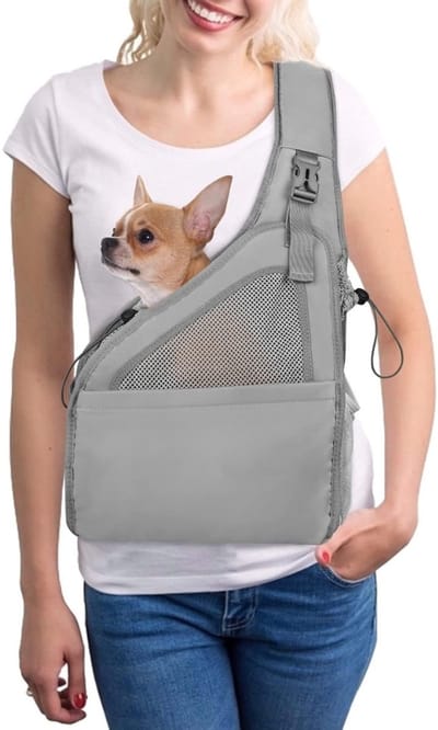 Famanu – Ademend Huisdier Draagdoek – Handvrije Sling Bag met Stevige Onderkant voor Kleine Honden en Katten