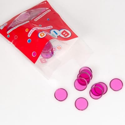 Bingofiches met metalen rand Ø17mm - Kleur: Paars