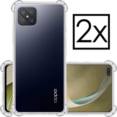 Hoesje - 2 Stuks - Geschikt voor OPPO Reno4 Z 5G - Sterk & Shockproof - Siliconen Case - Back Cover - Telefoon Hoes Shock Proof - Transparant