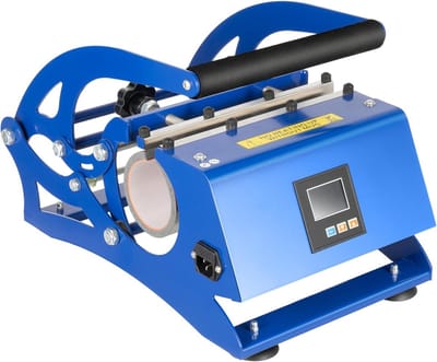6-in-1 Mokkenpers - Hittepers Transfermachine - Zelf Ontwerpen Printen - Instelbare Tijd Temperatuur - Diverse Bekers Formaten - Blauw Zwart