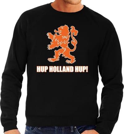 Nederland supporter sweater Hup Holland Hup zwart voor heren - landen kleding S