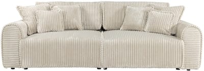 Vente-unique Vierzits slaapbank met diepere zit in grof ribfluweel beige TELARO