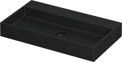 INK United wastafel porselein met 1 kraangat, inclusief porseleinen click plug en verborgen overloop systeem 80x45x11cm, mat wit