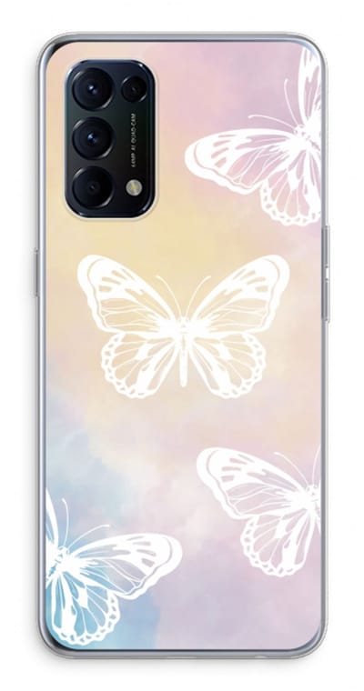 Case Company® - Hoesje geschikt voor Oppo Find X3 Lite hoesje - White butterfly - Soft Cover Telefoonhoesje - Bescherming aan alle Kanten en Schermrand