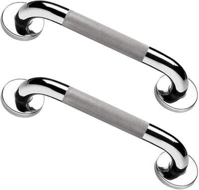 Veiligheidsdoucherek met Handvat van RVS, Antislip Toilet Handgreep, 30.5 cm, Set van 2, Ideaal voor Badkamer en Toilet