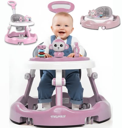 Twinky® Loopstoel Baby – Inklapbare Loopwagen met 3-delige speelset – Babywalker & Loopstoeltje inclusief Voetenmat en Steel
