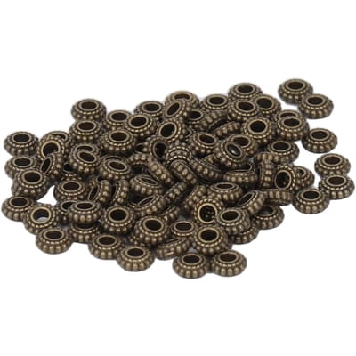 100 stuks Antiek Brons Afstandhouders Kralen 3 mm Gat Diameter DIY Handwerk Zinklegering Afstandhouders Kralen voor black