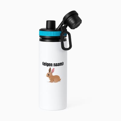 Hacebo® - konijn met eigen naam waterfles met draaidop blauw - Konijn - konijnen liefhebbers - iemand die houdt van konijnen - verjaardag - cadeau - kado - water fles - 850ML