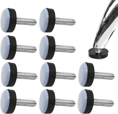 Set van 10 Verstelbare Teflon Meubelglijders, M6 x 20 mm, Draadglijders voor Stoelen, Wielen en Poten, Ideaal voor Vloerschade Bescherming en Gemakkelijk Beweegbare Meubels