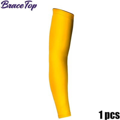 Bracetop 1 Pièce Manches de Bras Rafraîchissantes de Sport Parfaites Pour Hommes Femmes Extérieur Protection UV Manches Adaptées Pour Basketball Football Volleyball Cyclisme L for weight 55-65kg yellow