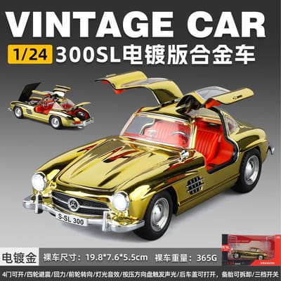 1:24 Mercedes Benz 300Sl Gullwing W198 Verchroomde Gemodificeerde Editie Legering Auto Diecasts & Speelgoedvoertuigen Automodel Miniatuur Cadeau