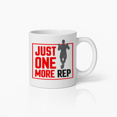 Just One More Rep Mok 330ml – Fitness Motivatie Koffiebeker, Perfect Sport Cadeau voor Atleten, Bodybuilders en Trainers