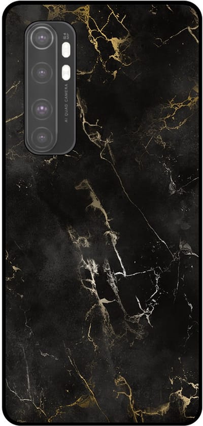 Smartphonica Telefoonhoesje Geschikt voor Xiaomi Mi Note 10 Lite met marmer opdruk - TPU backcover case black marble design - Zwart geschikt voor Xiaomi MI Note 10 Lite