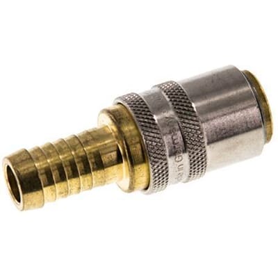 Messing DN 9 Tempereerkoppeling Snelkoppeling 13 mm Slangpilaar Loskoppelbeveiliging