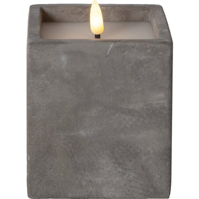 Vierkante LED Stompkaars Betonlook – Warm Wit Licht – Timerfunctie