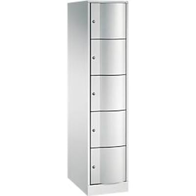 C+P Resisto lockerkast, 1 vak, 5 vakken, B 396 x D 640 x H 1950 mm, lichtgrijs/kleedgroen