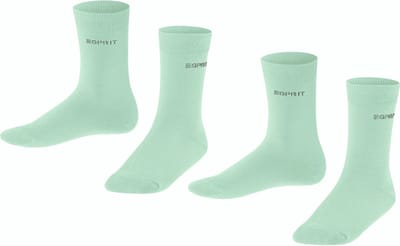 Foot Logo 2-Pack Sokken voor meisjes en jongens dun zacht mid-rise ondoorzichtig biologisch zonder motief set Katoen Multipack Groen Kinderen sokken - Maat 23-26