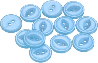 50 stuks 20 l hemelsblauw ronde knopen om te naaien, 12,5 mm, 1/2 inch, hars, 2 gaten, visoog, doe-het-zelfprojecten, reserveknopen voor broek, rok, sluiting, knopen