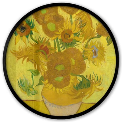 Poster in lijst Rond - Fotolijst 40x40 cm - Posters - Zonnebloemen - Vincent van Gogh - Ronde posterlijst zwart - Decoratie - Wanddecoratie woonkamer - Muurdecoratie slaapkamer