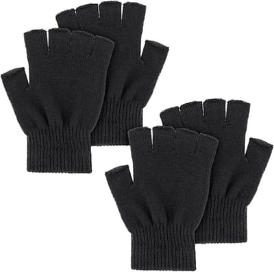 Dailygoods- Winterhandschoenen Vingerloos - Gebreide Handschoenen - Warm en Rekbaar - Voor Mannen/Vrouwen - 2 Paar Zwart - Huidvriendelijk Materiaal - Vingerloze Handschoenen