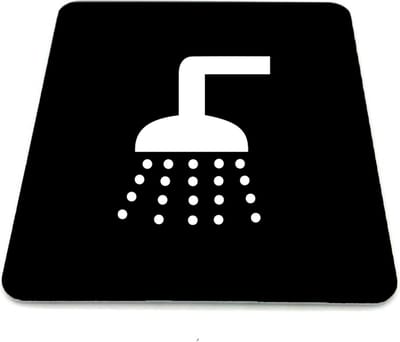 Deurbordje Douches - Zwart/wit met icoon - 12 x 10 cm - 1,6mm dikte - zelfklevend | Zwart/wit toplaag | Gratis Verzending | Incl. 3M-tape