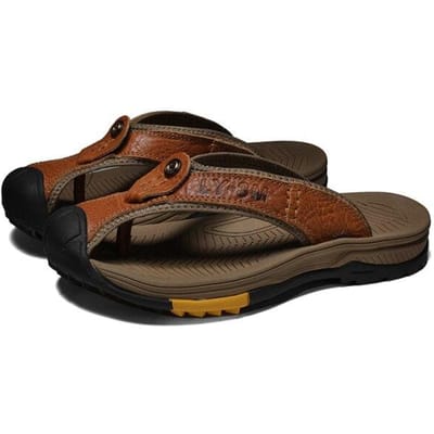 Gouden Boompje Slippers Echt Leer Heren Slippers Retro Strand Schoenen Ademende Zomer Mannen Slippers Klassiekers Casual Schoen 41