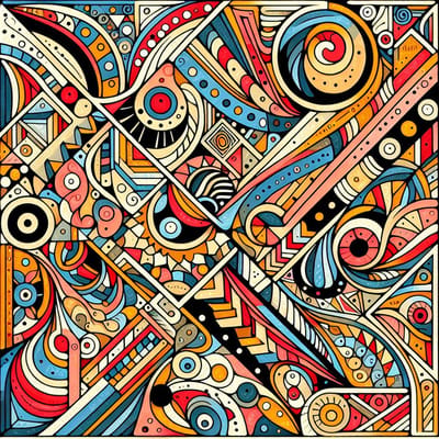 Doodle picasso schilderij | Picasso-inspired Doodle: A Unique Fusion of Art and Creativity | Kunst - 30x30 centimeter op Dibond | Foto op Dibond