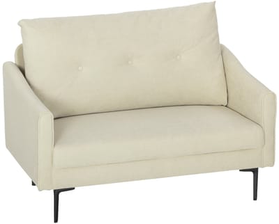 Wishdor - 2-Zitsbank - 16 Cm Schuimvulling - Moderne Stijl - Voor Woonkamer Of Slaapkamer - Metaal - Crèmewit - 124 X 73 X 92 Cm