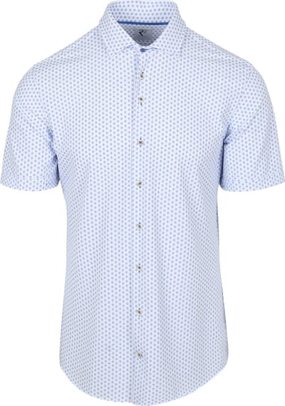 R2 Overhemd Korte Mouwen Seersucker Lichtblauw - Maat 3XL - Heren - Overhemden Casual
