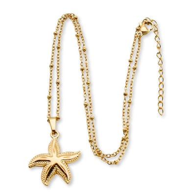 Marama - ketting Starfish Gold - damesketting - zeester hanger - stainless steel met gouden plating - met extender - cadeau dames en meisjes