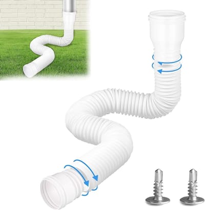 Flexibele Verlengset voor Regenpijpen en Dakgoten - Uitbreiding voor 80/100 mm Regenafvoer, Verstelbaar van 47 tot 150 cm, Wit, 1 Stuk, Waterafvoer, Tuinaccessoires, Regenwaterbeheer