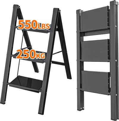 Veilige en Ruimtebesparende Aluminium Trapladder met Brede Antislip Treden voor Veelzijdig Gebruik