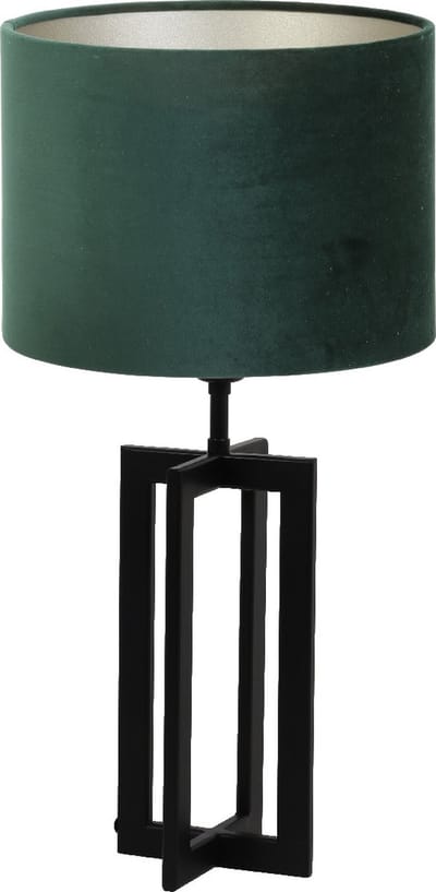Light & Living Tafellamp Mace/Velours - Zwart/Dutch Green - Ø30x56cm - Tafellamp met kap