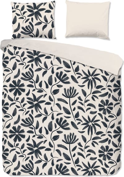 Good Morning dekbedovertrek getekende bloemen - 2 persoons 200x200/220 cm - Ecru - 100% Katoen renforc�