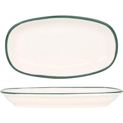Rinart Serveerschaal - Green Edge - Porselein - 25x15 cm - set van 2