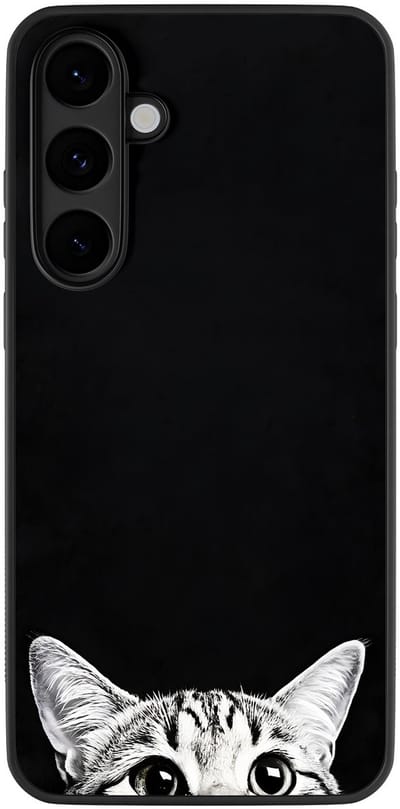 Hoesje geschikt voor Samsung Galaxy S25 FE - Kat kiekeboe - Zwart - TPU case - Print - Hardcase zwart telefoonhoesje