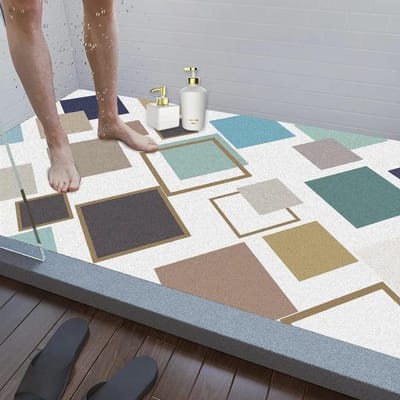 Badmat met Afvoer - Douchemat Antislip - Veilig Douchen - Zachte Loofah Textuur - 100 x 40 cm - Ruitpatroon